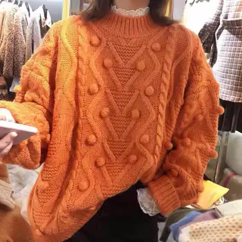 

Ins Korean Style Chic Solid Twist Full Sleeves Comfort Oversize Hot Winter Sweater 2020 New Arrivals Sweet Mutli Colors 2020