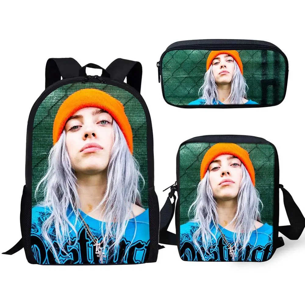 

Famous Star Design Backpack Kids Book-bags Billie Eilish Pattern School Bags 3PC/Set Teenagers Shoulder Book Bag Mochila