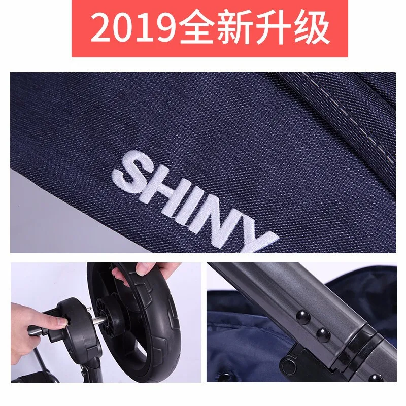 Twin Baby Stroller Light Folding Sitting and Lying Detachable Front and Back of Summer Car for Two Children Baby Stroller 2 In 1