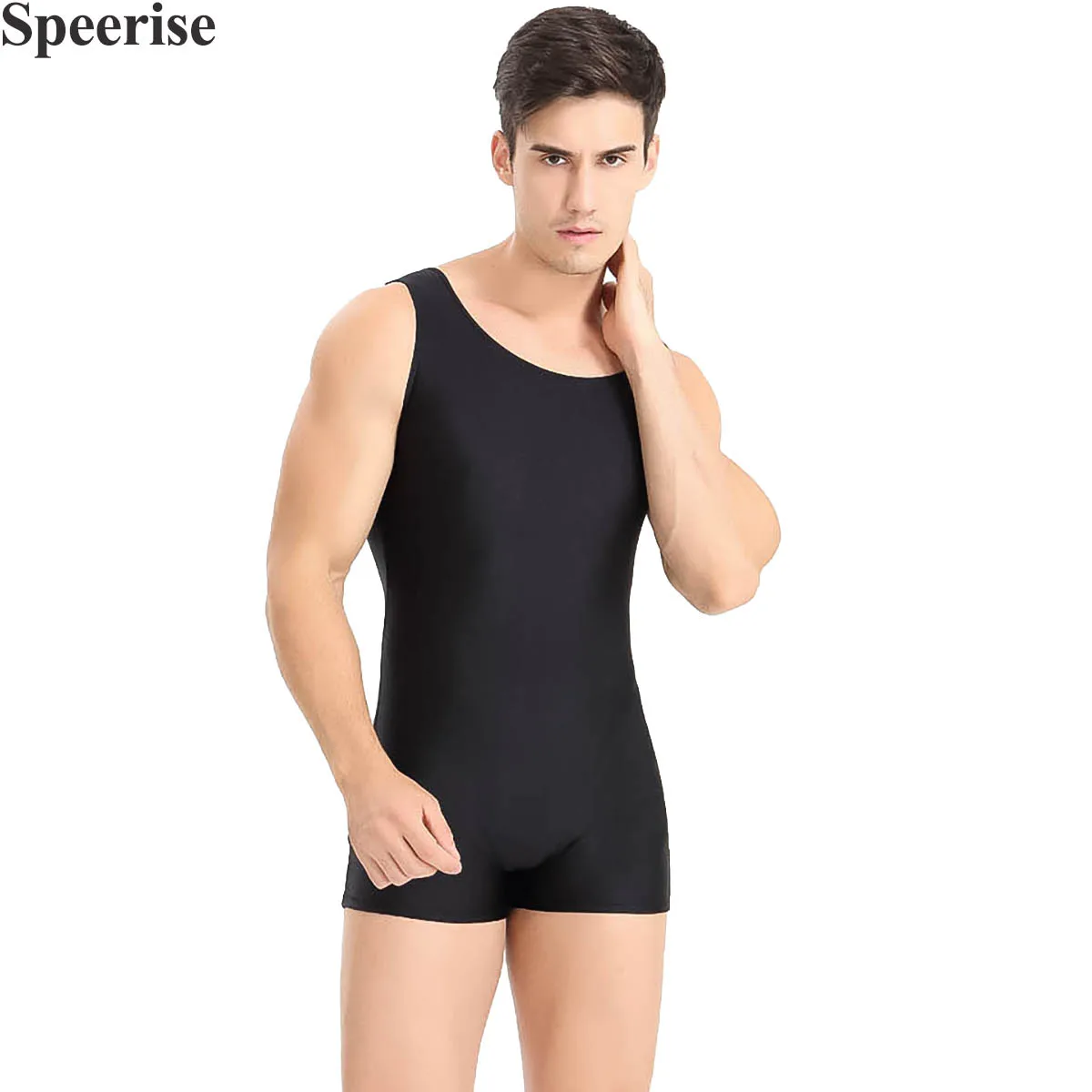 Man\'s Bumps Fitness Jumpsuit Weightlifting Clothes Nylon Biketard Dance Leotard Dancewear Gymnastics suit Large size Vest