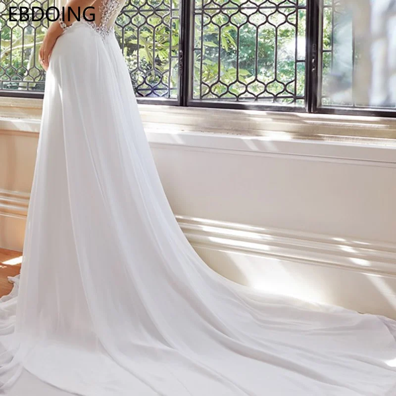 Vestidos De Novia потрясающее ТРАПЕЦИЕВИДНОЕ свадебное платье с глубоким v-образным вырезом новейшего размера плюс длинное свадебное платье для невесты