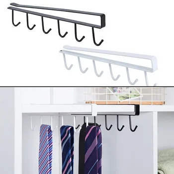 

CYSINCOS Cupboard Hanging Hook Rack Kitchen Storage Shelf Organizer Closet Clothes Shelf Glass Mug Holder Wardrobe Hanger Hot#4