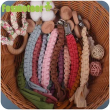 Fosmeteor – attache sucette en hêtre arc en ciel pour bébé, chaîne de sucette en coton pour nouveau né, sucette de dentition, à mâcher, Clip factice fait à la main