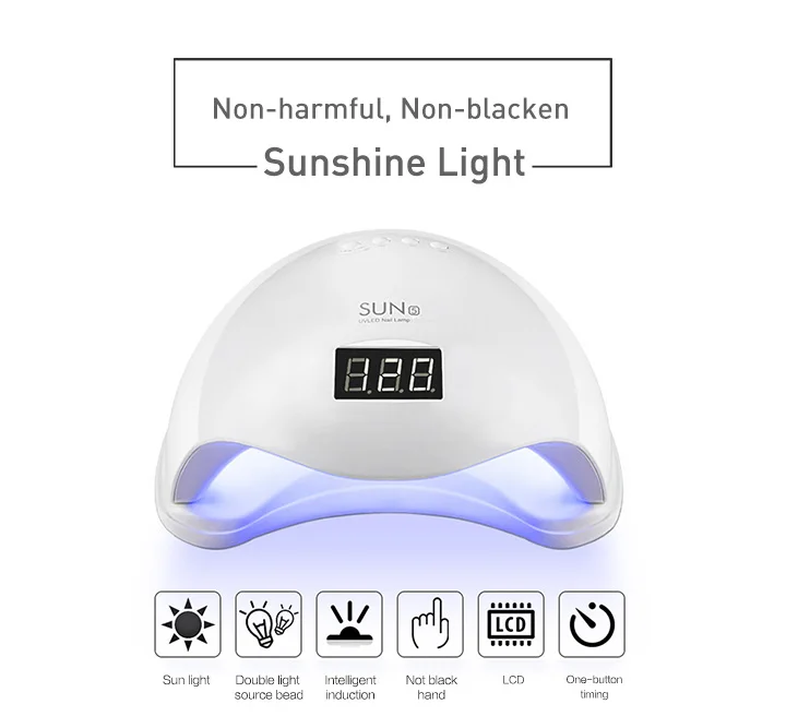 SUN5 Plus 48 Вт УФ светодиодная лампа для сушки ногтей для отверждения всех типов геля 99s низкий нагрев 36 светодиодов УФ лампа для двух рук машина для дизайна ногтей