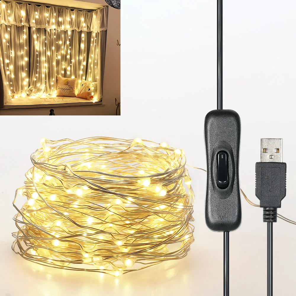 12 м 120 светодиодов гирлянда светильник s USB гирлянда Сказочный светильник IP65 водонепроницаемый теплый белый светильник для свадьбы Рождество украшение дома