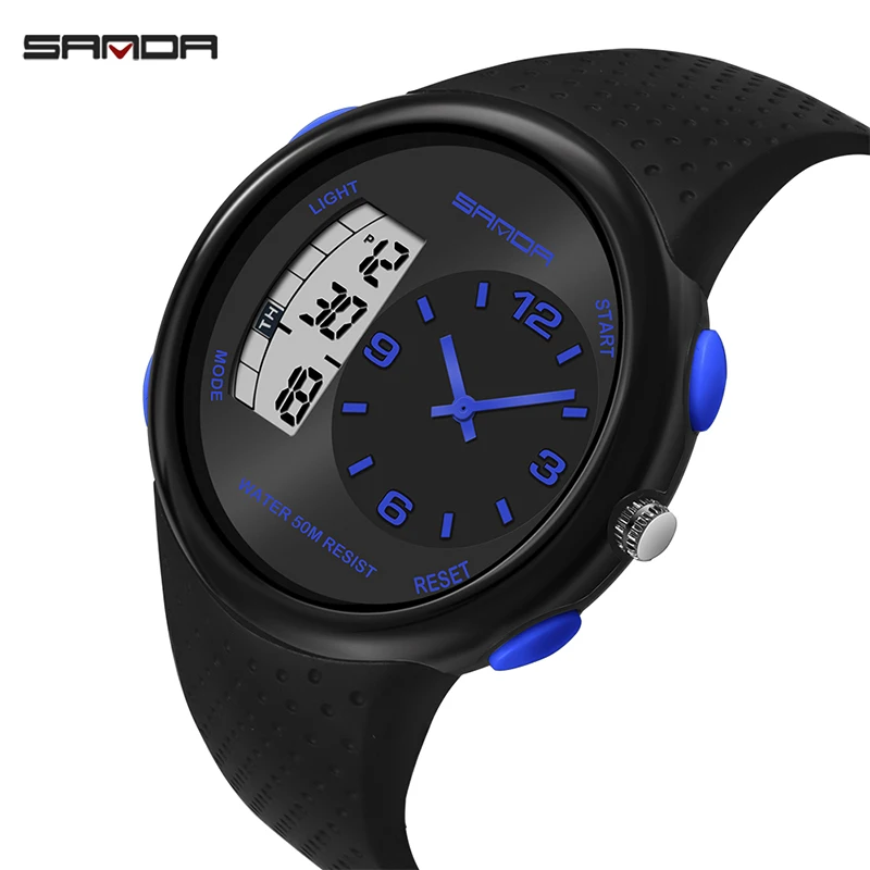 black blue Sanda новые мужские электронные часы спортивные часы Удобные часы модные и удобные часы мужские часы электронные часы - Цвет: black blue