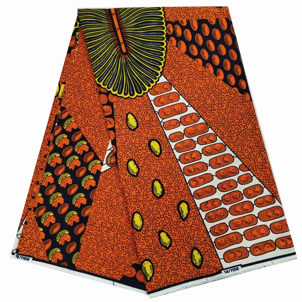 Африканская восковая ткань Анкара Стиль настоящий воск хлопок батик печатная ткань V715