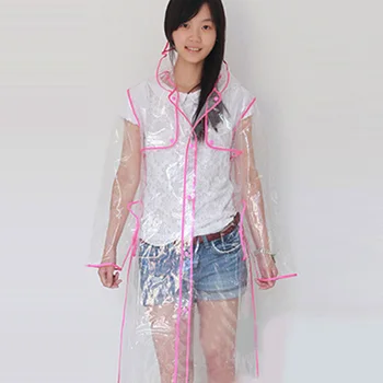

Transparent Fashion EVA Women Raincoat Thickened Waterproof Rain Coat Women Clear Transparent Camping Waterproof Rainwear Suit