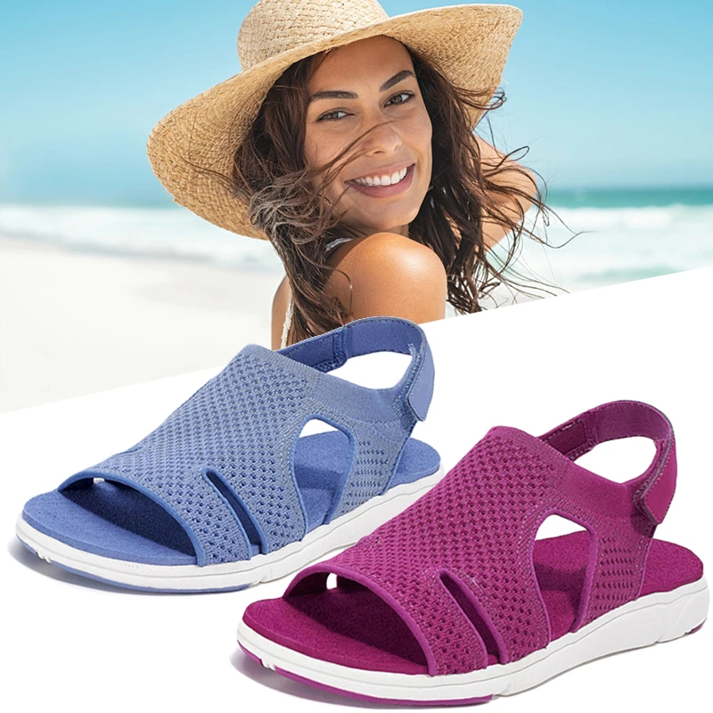 2021 New Women's Soft & Comfortable Sandals Mesh Upper Breathable Sandals Adjustable Cross-strap Design women shoes
