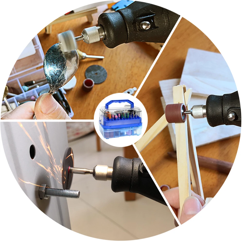 TASP 310pcs 로타리 도구 액세서리 키트, Dremel 미니 드릴용 3.2mm 생크 포함, 연삭 절단 샌딩 조각 드릴링