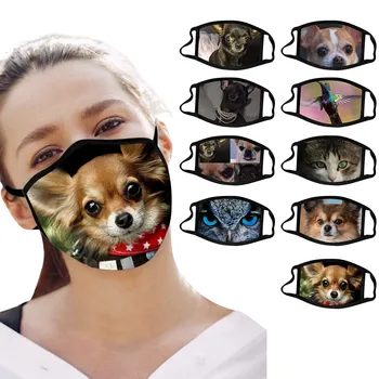 

Adult Animal Printed Windproof Face Shield Breathable Reusable Mouth Mask Washable Face Shield Cloth Face Mask mondmaskers