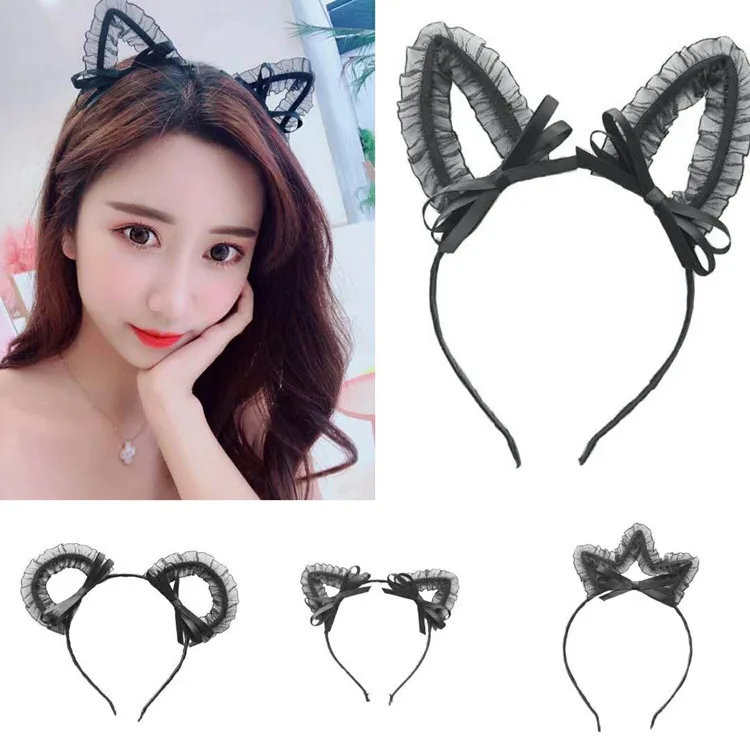 Южные аксессуары для волос, Корея, Кружевная повязка на голову с кошачьими ушками, danisa tu, Детские резинки для волос, марлевые бантики, аксессуары для волос ручной работы