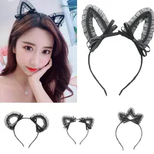 Южные аксессуары для волос, Корея, Кружевная повязка на голову с кошачьими ушками, danisa tu, Детские резинки для волос, марлевые бантики, аксессуары для волос ручной работы