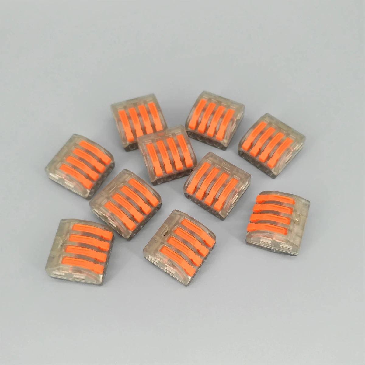 10 шт. PCT-214 4 Pin Универсальный компактный проводной разъем проводки, проводниковый блок с разным цветом - Цвет: Gray transparent