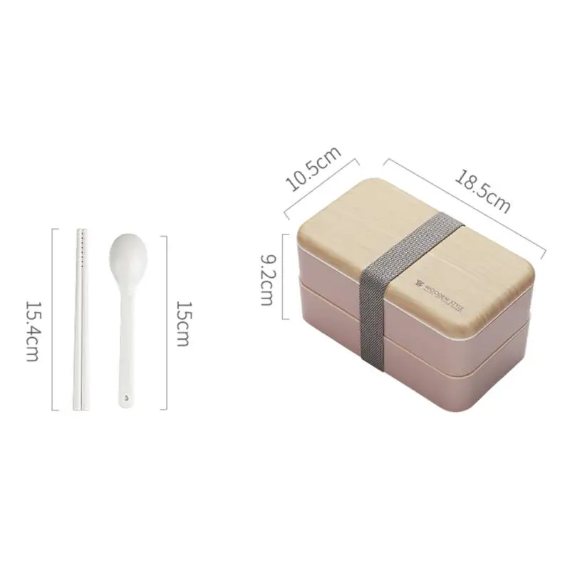Микроволновая печь двойной слой Ланч-бокс деревянный чувство салата Bento box BPA бесплатно портативный контейнер коробка рабочих студентов - Цвет: A