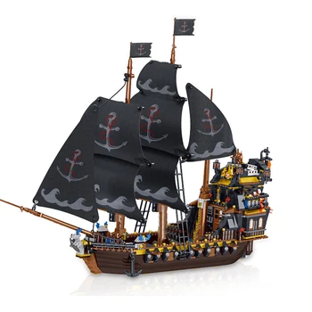 

Kingdom Temestuous Waves Pirate Ship MOC 1344Pcs Ideas Model Building Blocks Bricks Storm God The Enternal Homeless Caribbean