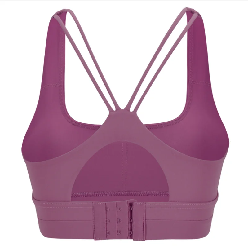 Sexy Women Sports Bra cross belt Brathable Sports Top Push Up Female Gym Fitness Female Running Yoga three rows of buttons Bra