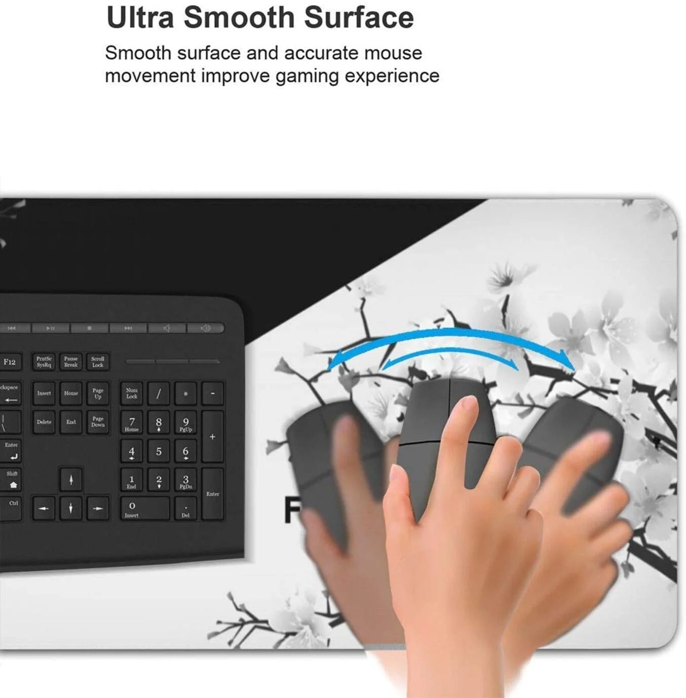 Black and White Cherry Blossom Mousepad Custom Home Computer Keyboard Pad Desk Mat Laptop Soft Anti-slip Table Mat XXL