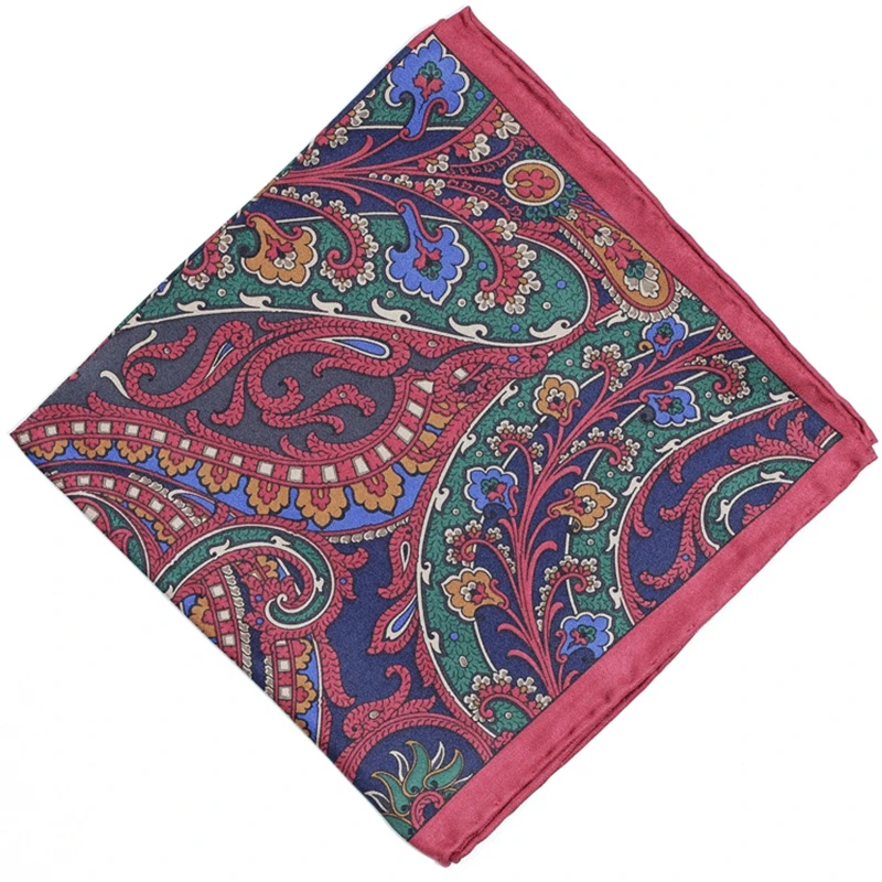 Red Мужские деловые костюмы Hankies Шелковый Карманный шарф с модными принтами - Цвет: Red