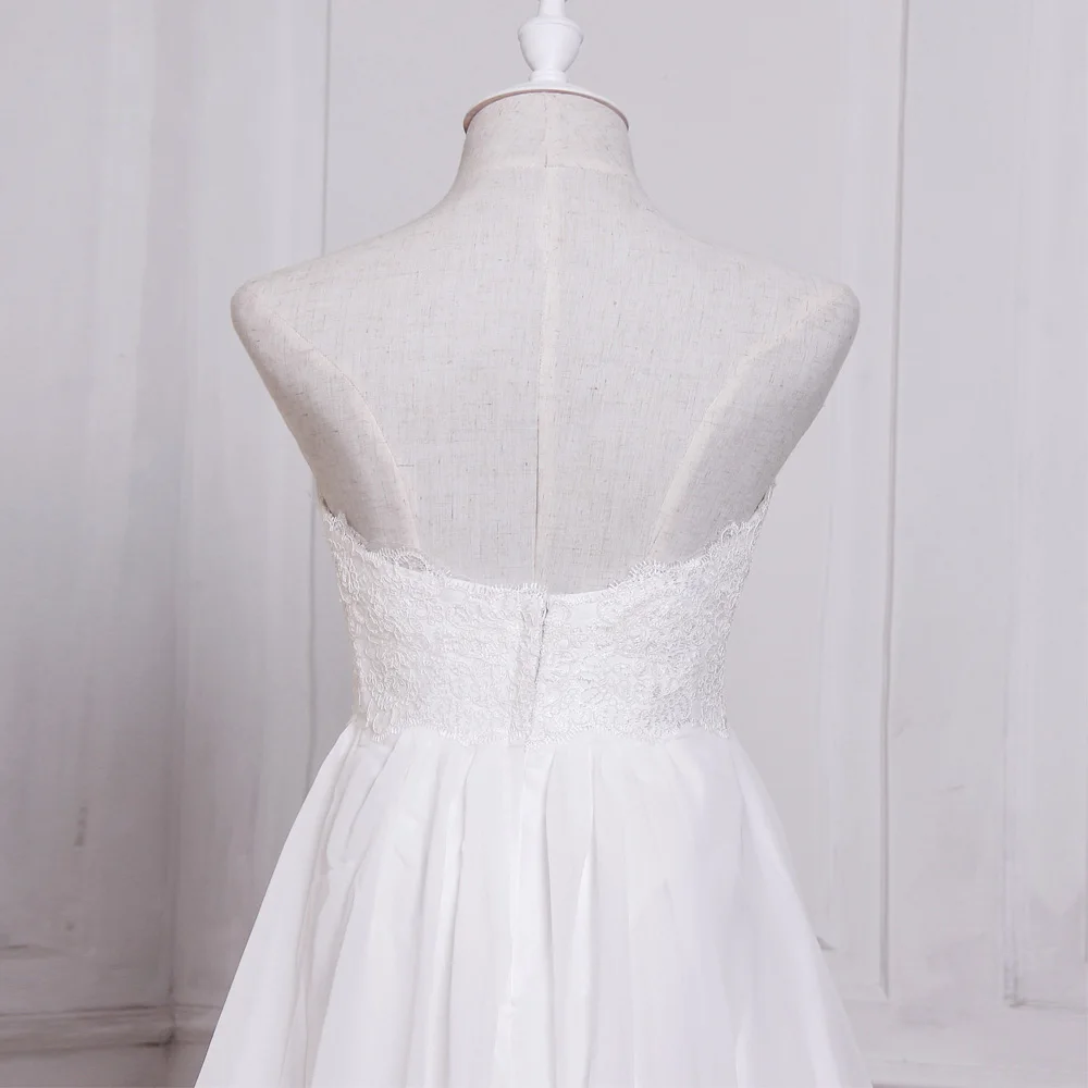 Jiayigong White / Ivory Chiffon Beach Wedding Dresses Sleeveless Sweetheart Bridal Gowns Vestido De Noiva Pregnant Bride Dress