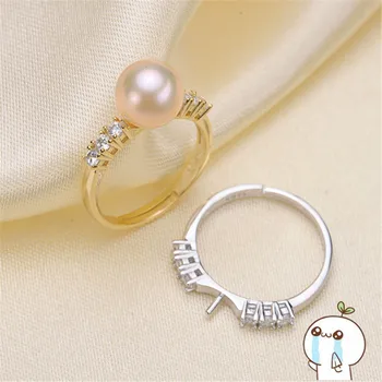 

Ring Mount Pearl Accessories Adjustable Size 925 Sterling Silver Ring Jewelry DIY No Pearl Free Shipping 2019J094