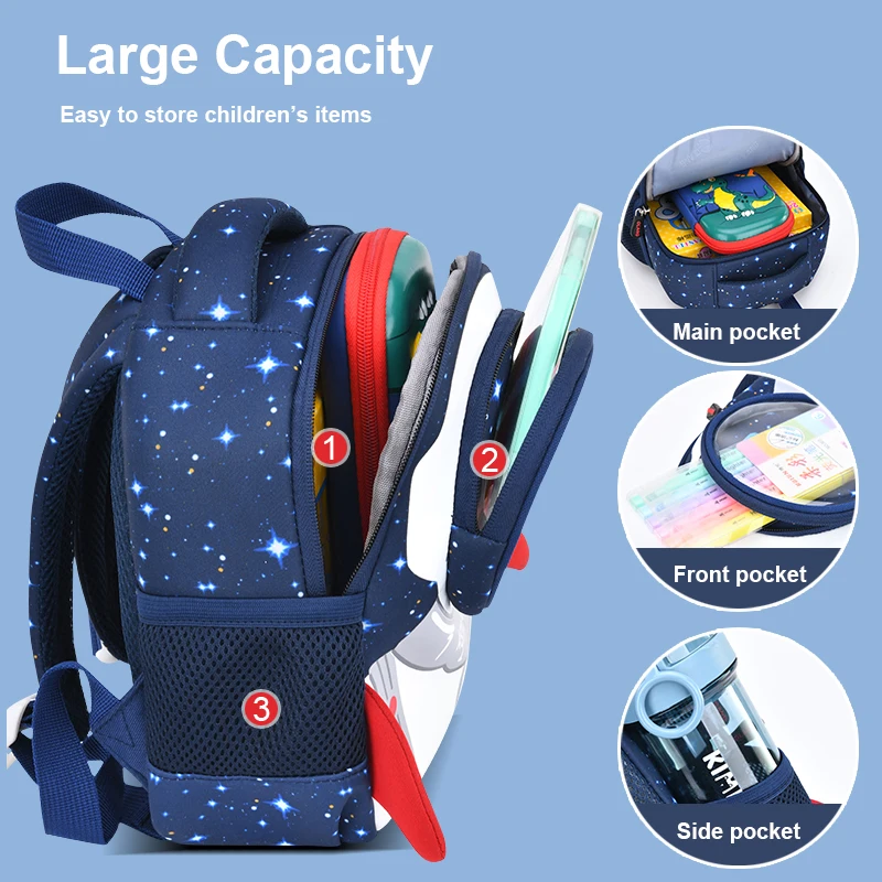 GREATOP 2021 New 3D Rocket Kids Backpack Anti-lost Astronauts School bags Waterproof Cartoon Girls Backpack Mochila Infantil