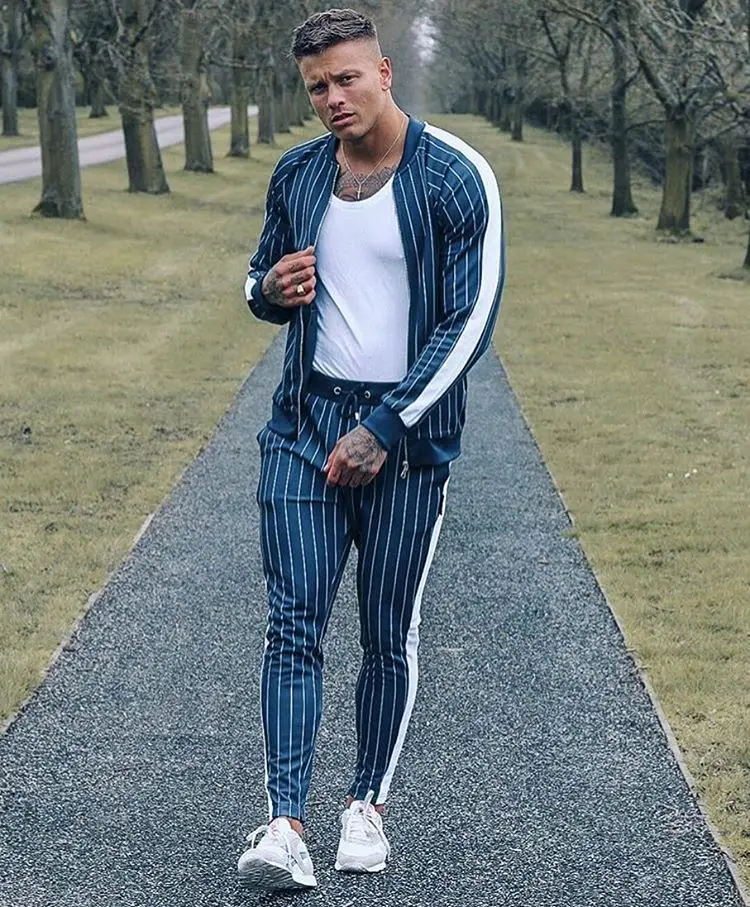 Sweatshirt pants Брендовые новые мужские комплекты Модный осенне-весенний спортивный костюм Толстовка+ спортивные штаны мужская одежда Комплекты из 2 предметов облегающая спортивная одежда - Цвет: Sweatshirt pants
