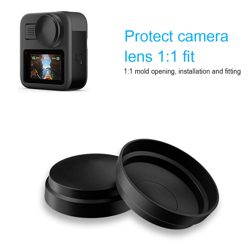 

2pcs Soft Rubber Lens Cap Shockproof Guard Anti-scratch Accessories with Screen Protector Film for GoPro Max Action Camera