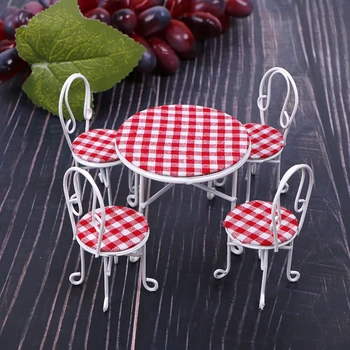 

Hot sale 1:12 Dollhouse Miniature Iron Table Chair Set Simulation Furniture Decor Toy