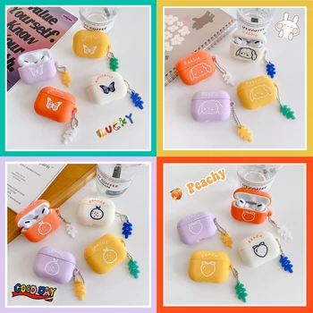 

Kjoew Cute Cartoon Dog Earphone Case Silicone AirPods Case For Apple Air pods 1 2 Fresh Fruit Protective Cover For Airpods Pro
