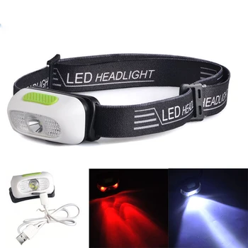 

Topcom Rechargeable 3W LED Headlamp Portable Mini White & Red Light Headlight USB Night Vision Head Torch Camping Hiking Light