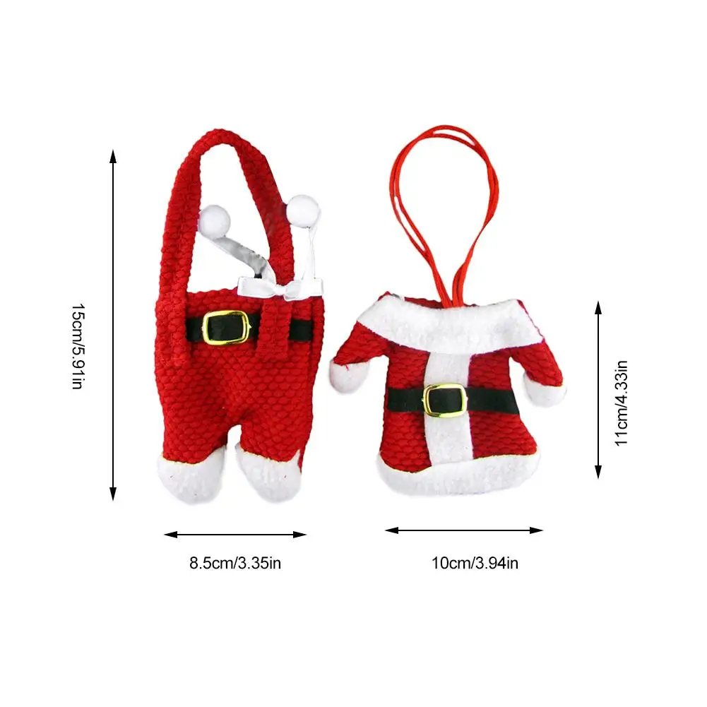 Santa Christmas Decorations Flatware Silverware Cutlery Holders Set Santa Suit Lovely Bag Pocket For Dining Table Decoration