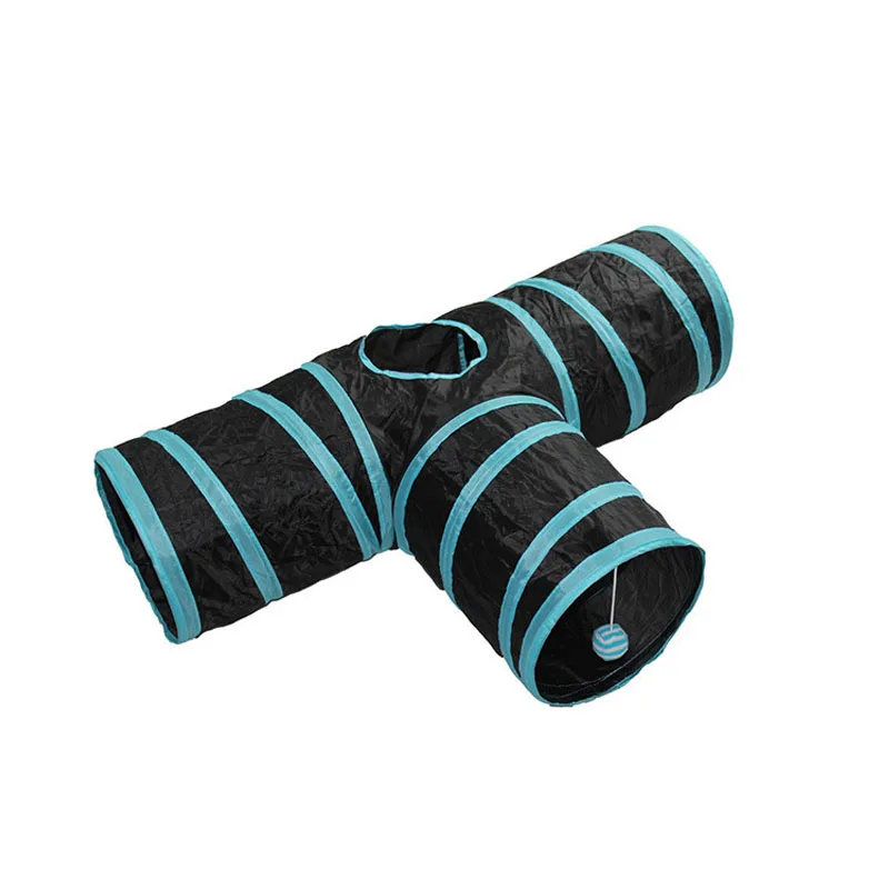 Туннельные игрушки для котенок питомец 5 отверстий складной Crinkle Cat играя для тренировок в помещении и на улице игрушка «туннель» дропшиппинг - Цвет: blue 3 hole