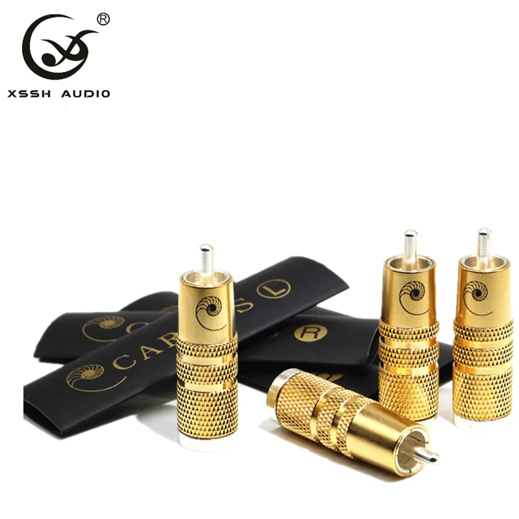 XSSH аудио hifi 4 шт. RCA+ 4 шт. термоусадочная трубка латунь медь с серебряным покрытием Аудио Видео rta-штекер RTA pulg - Цвет: Yellow