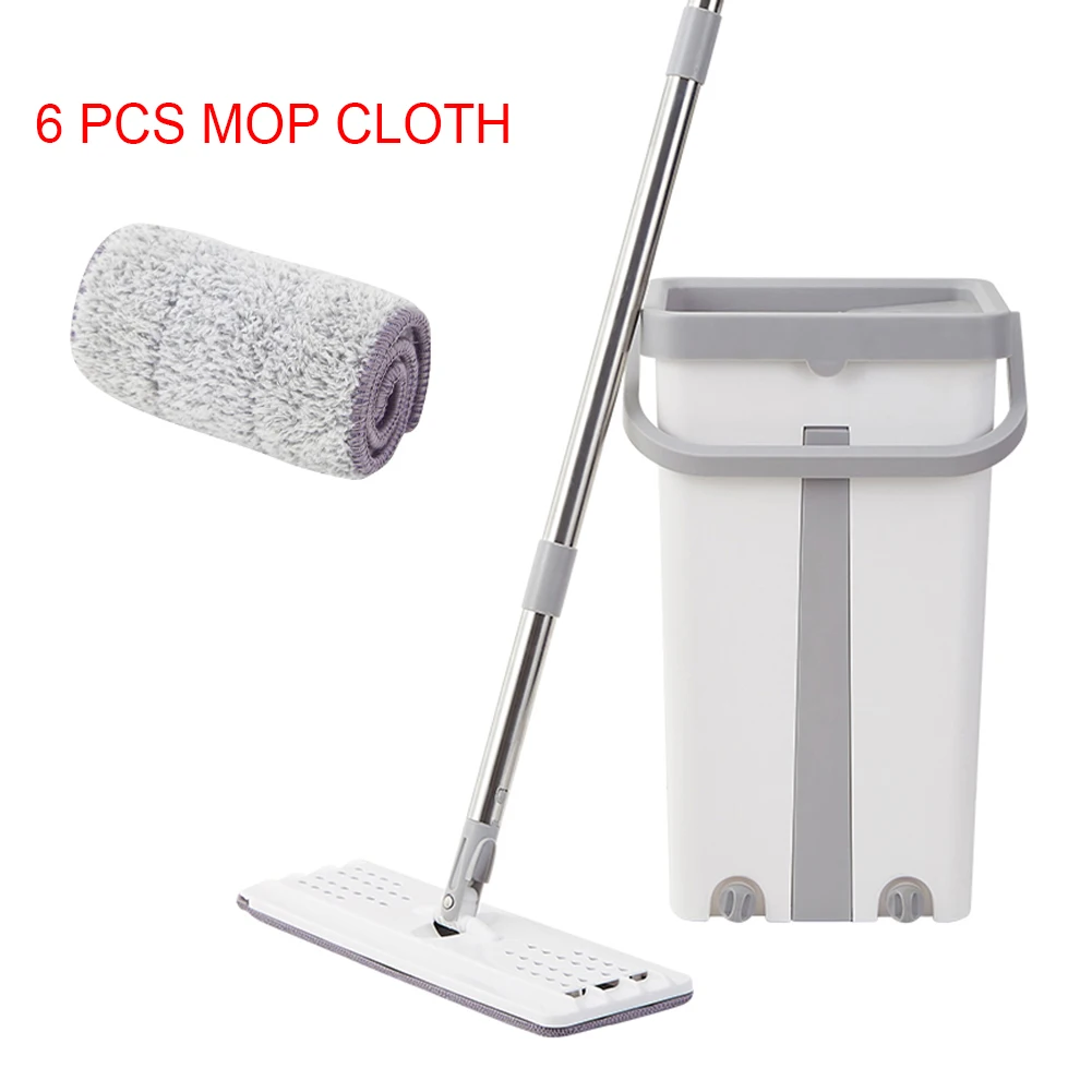 6pcs mop cloth set Набор Плоских ковшей для швабры, вращение на 360 градусов, инструмент для чистки ленивых, Избегайте мытья рук для дома, P666 - Цвет: 6pcs mop cloth set