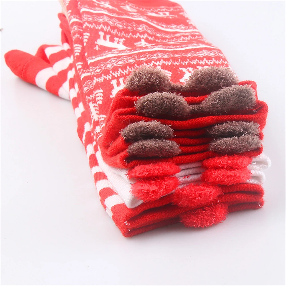 1 пара, милые рождественские носки, чулки, хлопковые красные носки без пятки с рисунком оленя на Рождество