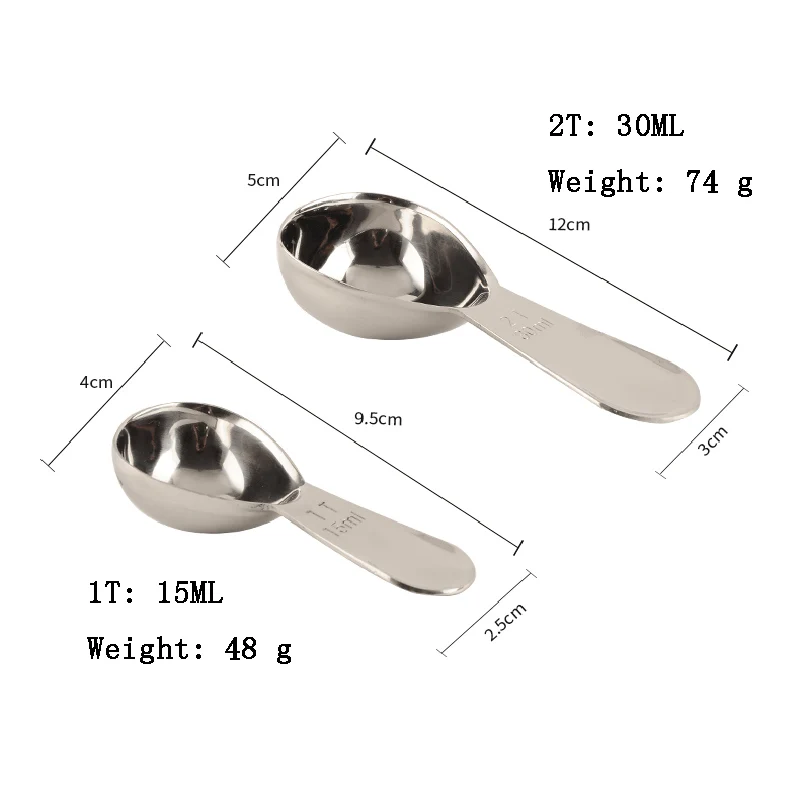 15/30ml Stainless Steel Measuring Spoon Cute Tea Coffee Scoop Kitchen Measure Tools Spoon For Coffee Tea Milk Powder