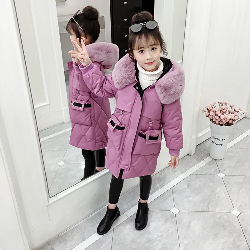 

Children Cotton Parkas 2019 Long Cotton-padded Clothes Girl Keep Warm Loose Coat