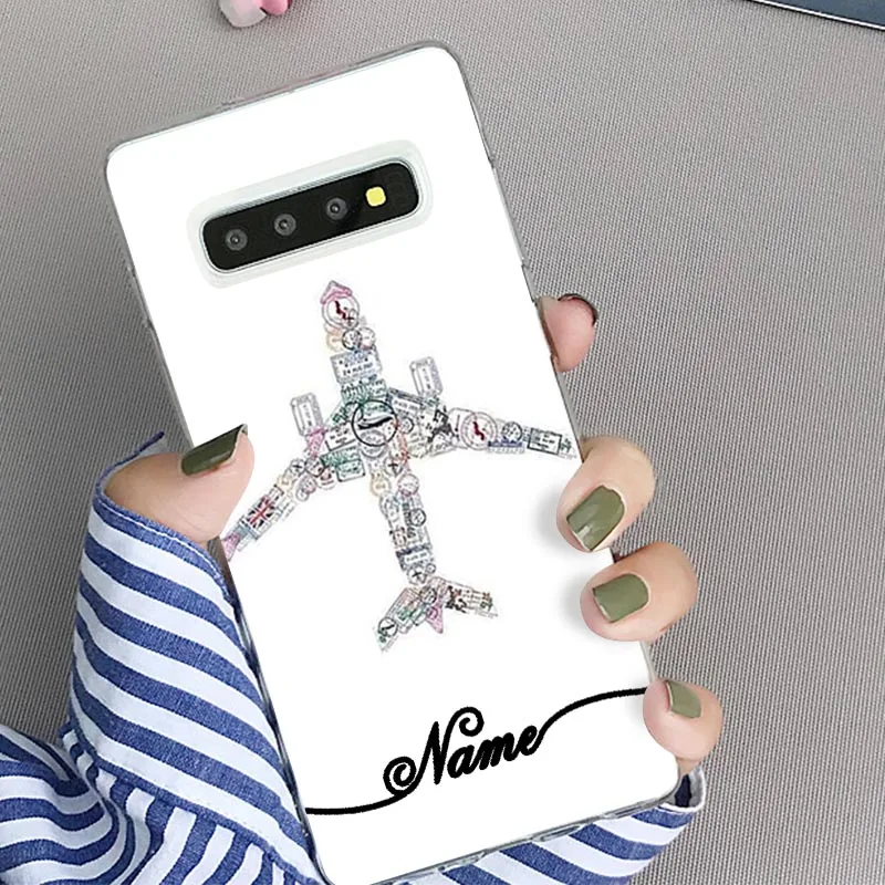 Карта мира путешествия просто Go мягкий черный чехол для телефона samsung Galaxy S 7 8 9 P Note 5 8 J7 Пользовательские DIY имя для Fundas чехол