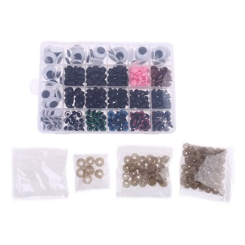 

376pcs/box Plastic Safety Eyes Nose with Washers for Bear Doll Animal Puppet Toy Making DIY Crafts
