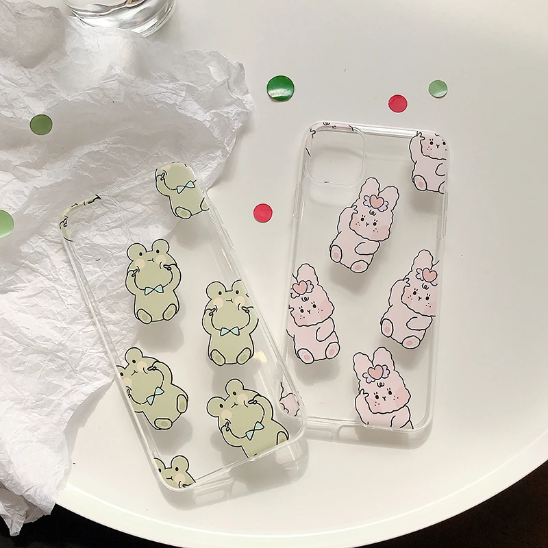 Cute rabbit frog Phone Cases For iPhone 11Pro Max 6 6s 7 8 Plus 11 X Xs Max Xr high-quality Clear soft Cover Fundas Capa