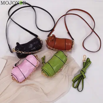 

Youth Ladies Simple Versatile Bag Women Pure Chain Crossbody Bag Female PU Cylinder Mini Lipstick Shoulder Handbag