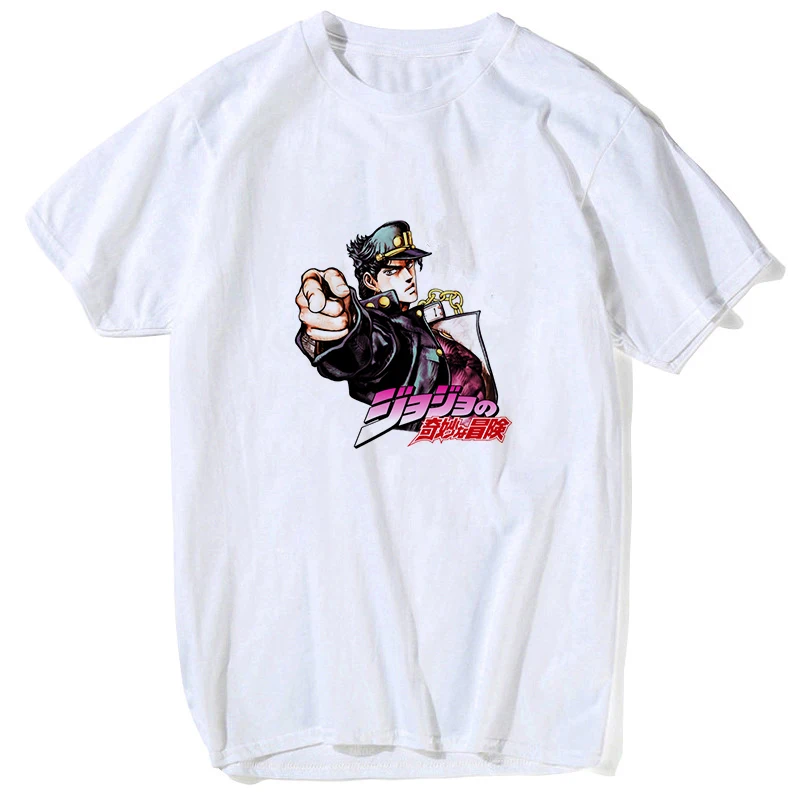 Футболка классная JoJo невероятное приключение с графическим принтом Homme короткая футболка с героями из японского аниме «Стиль плюс Размеры мягкие хлопковые топы Футболка Для мужчин - Цвет: Фуксия