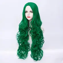 Косплей микс Хэллоуин Рождественская вечеринка 80 см Лолита длинные волнистые зеленый синтетический Аниме косплей парик+ шапка
