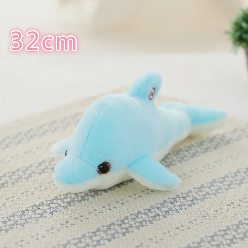 B32ue Domphinl Luminous Pillow Soft Stuffed Plush Glowing Colorful Stars Cushion Led Light Gift For Kids Children Girls glow in the dark toy - Цвет: B32ue Domphinl