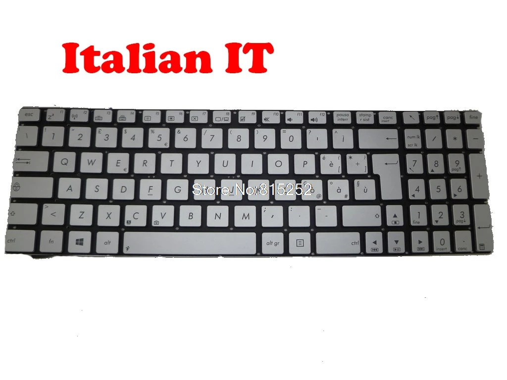 Клавиатура для ноутбука ASUS N550 N550JA N550JK N550JV N550JX N550LF Серебристая с подсветкой