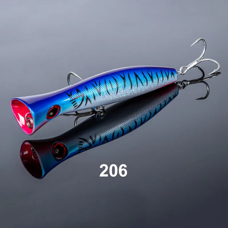 4 Pieces/Lot 20cm/80g Big Popper Lure Kit 3D Eyes Lifelike Handmade Wooden  Bait SwimBait Topwater Big Game Popper Lure for Bass Tuna GT Trout  Saltwater Trolling Lure Artificial Bait (A), Topwater Lures 