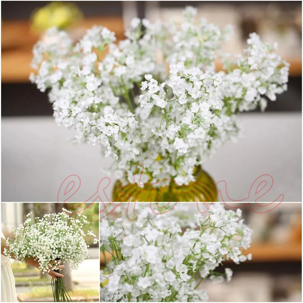 10PCS Artificial Fake Silk Gypsophila Baby's Breath Flower Plant Home Wedding Decor