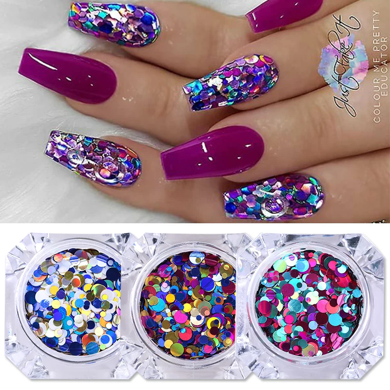 1 коробка ультратонкие Блестки для ногтей смешанные размеры блестящие круглые 3D