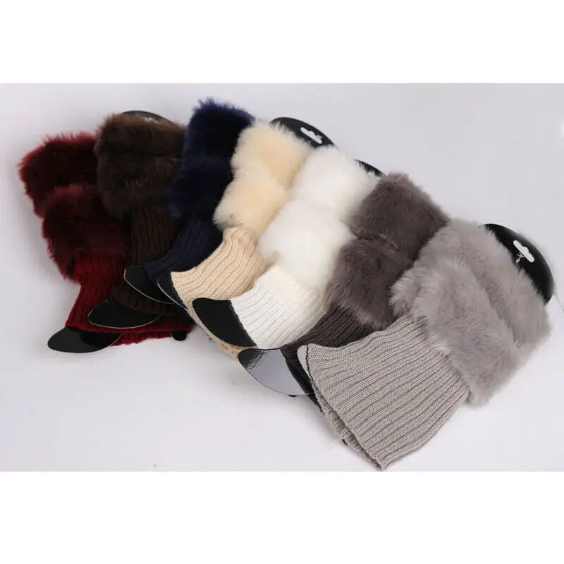 Fashion Womens Winter Knitted Boot Cuffs Fur Knit Toppers Boot Socks Legs Warmers New